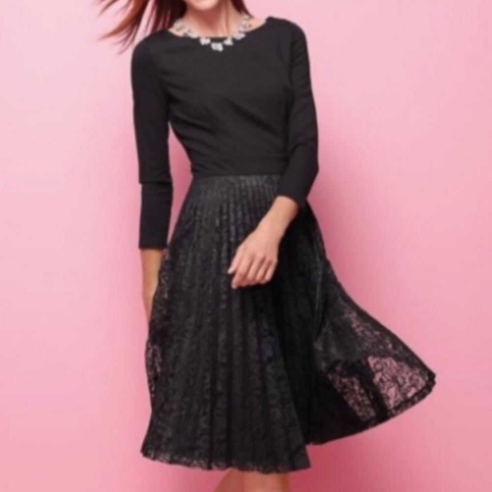 💋$149 TALBOTS BLACK PLEATED LACE DRESS💋